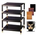 Vti Manufacturing VTI Manufacturing BL404GB 4 Gold Capspike Black Poles 4 Black Shelves AV Stand BL404GB